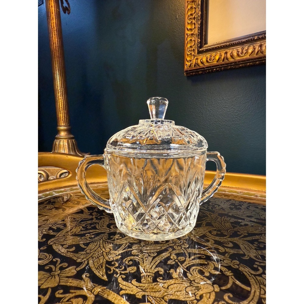Vintage Anchor Hocking Prescut‎ Lidded Jar: Star of David Candy Dish